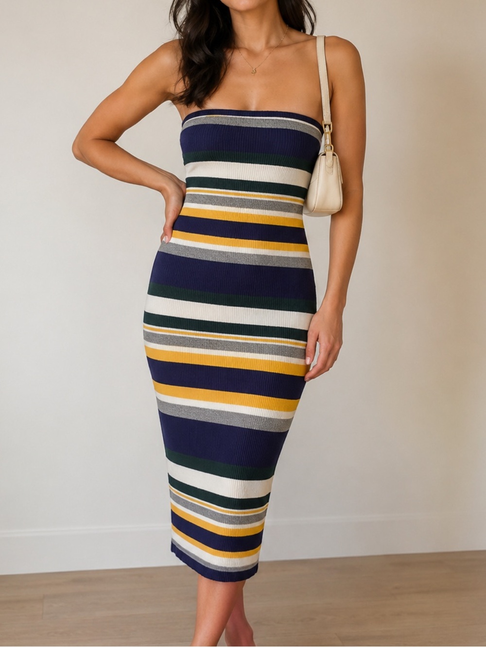 Anthropology Callahan Navy Ribbed Knit Dress Size Large